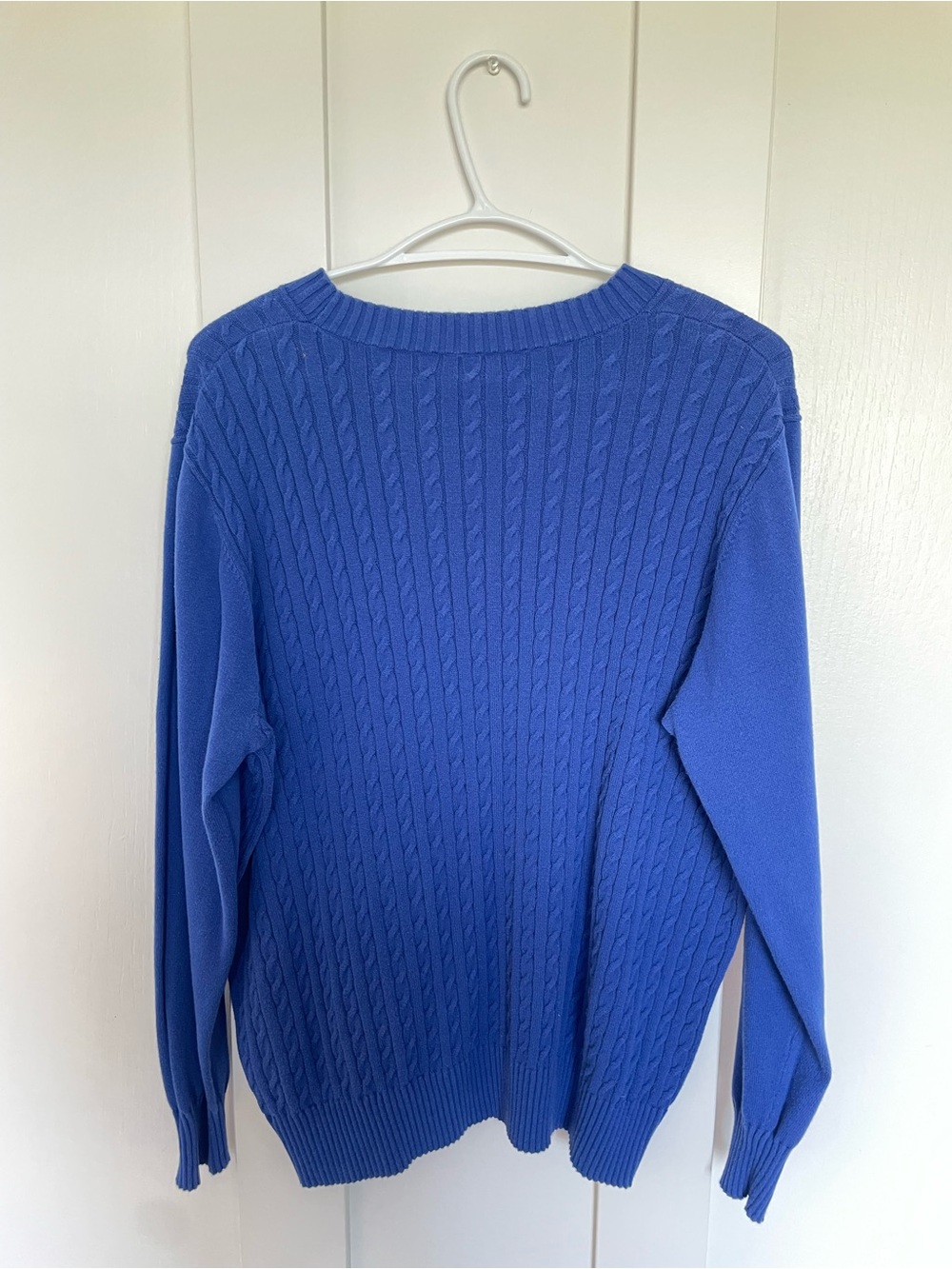 Deep Blue Cotton Cable Knit Sweater - Picture 2 of 6
